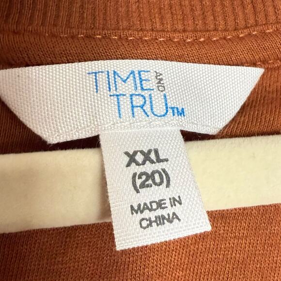 Time and Tru Brown Crew Neck Sweatshirt with quilted shoulders and ruffles XXL - Picture 5 of 6